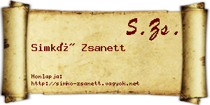 Simkó Zsanett névjegykártya